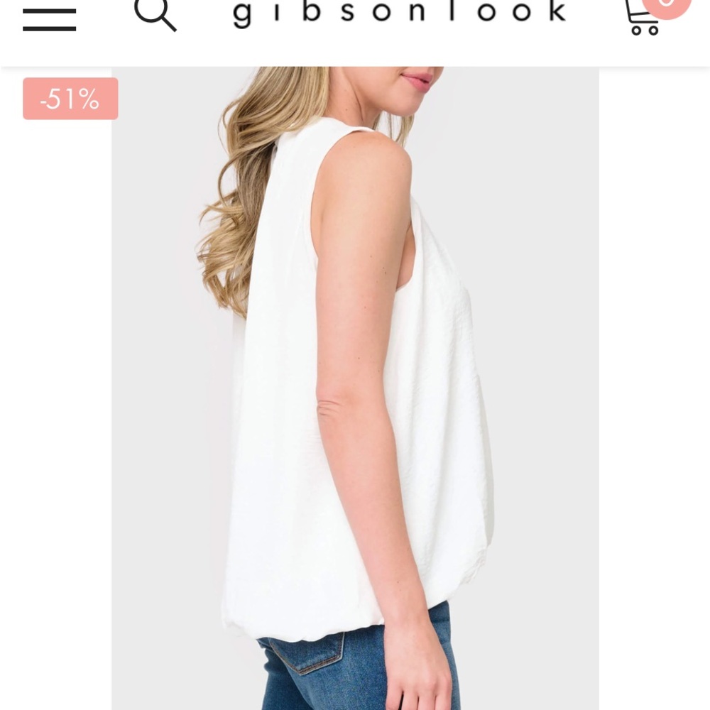 Gibsonlook Women's Sleeveless Bubble Hem Top Shirt Size Small White - Picture 10 of 11